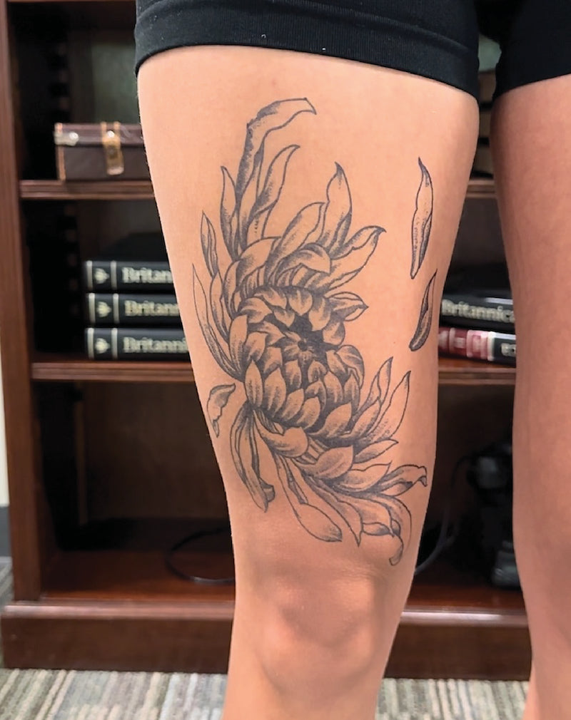 (Half Sleeve) Japanese Chrysanthemum - Semi-Permanent Tattoo