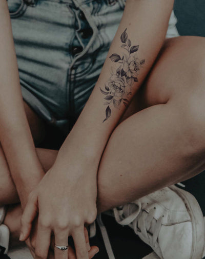 Roses and Leaves - Semi-Permanent Tattoo