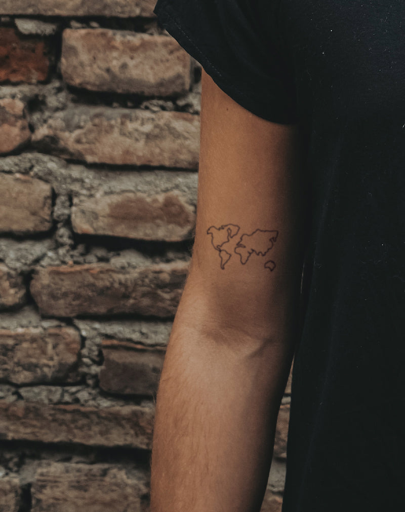 World Map - Semi-Permanent Tattoo
